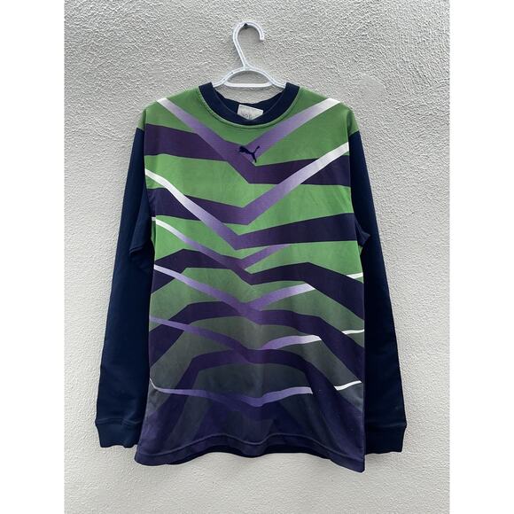 Puma Goalie Jersey Size Medium Blue Green Padded Long Sleeve Vintage Soccer - Picture 1 of 12
